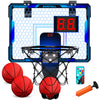 Remote Control Basketball Hoop Indoor with 7 LED Lighting, over Door Basketball Hoop, Basketball Toys Gift for Kids, Adults